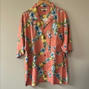 Tommy Bahama Men’s Coral Hawaiian Tropical‎ Print Shirt 100% Silk Sz XL